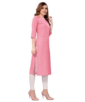 Light-pink printed crepe kurtas-and-kurtis 3