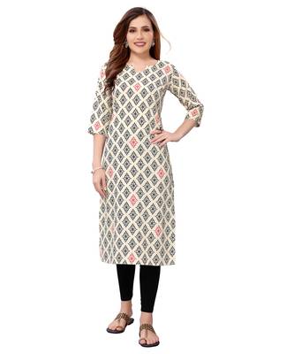 Cream printed crepe kurtas-and-kurtis 1