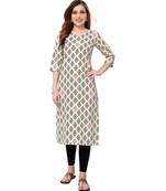 Cream printed crepe kurtas-and-kurtis