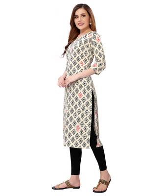 Cream printed crepe kurtas-and-kurtis 2