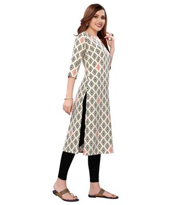 Cream printed crepe kurtas-and-kurtis 3
