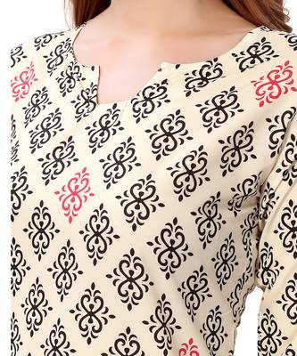 Cream printed crepe kurtas-and-kurtis 5