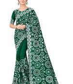 Green embroidered faux organza saree with blouse