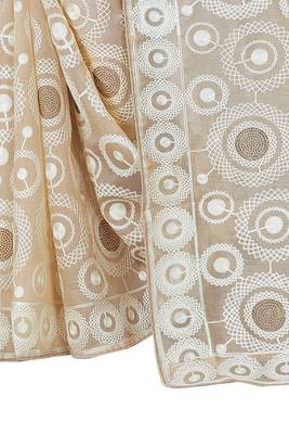 Chiku embroidered faux organza saree with blouse 3