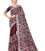 Maroon embroidered faux organza saree with blouse