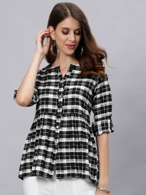 Black printed cotton cotton-tops 1