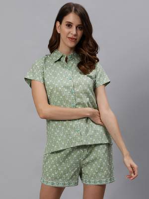Green printed cotton tunics 1
