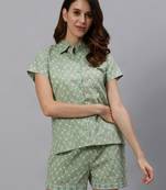 Green printed cotton tunics