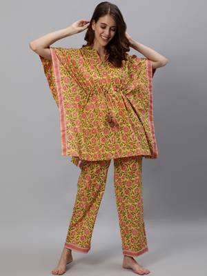 Yellow printed cotton tunics 1