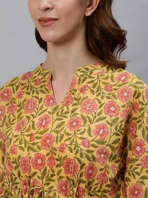 Yellow printed cotton tunics 4