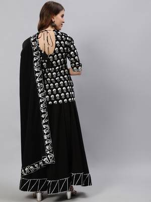Black printed pure cotton salwar 3