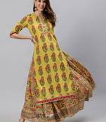 Mustard printed pure cotton salwar