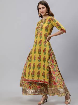 Mustard printed pure cotton salwar 2