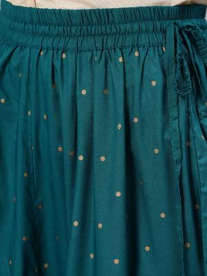 Turquoise printed pure viscose rayon salwar 4