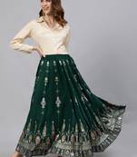 Green printed pure viscose rayon salwar