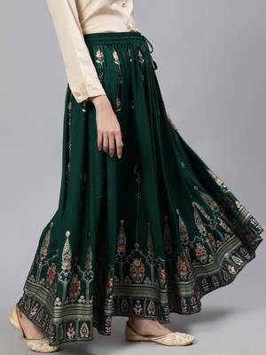 Green printed pure viscose rayon salwar 2