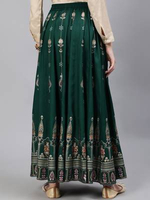 Green printed pure viscose rayon salwar 3