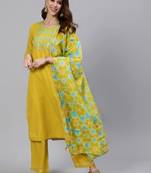 Mustard printed silk salwar