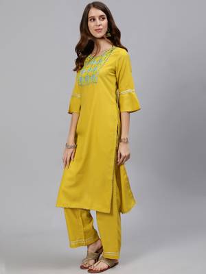 Mustard printed silk salwar 2