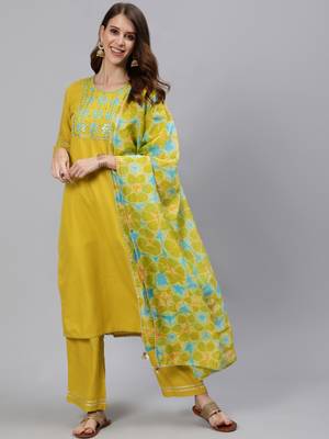 Mustard printed silk salwar 5