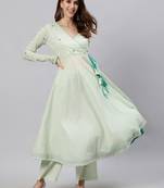 Green printed pure cotton salwar