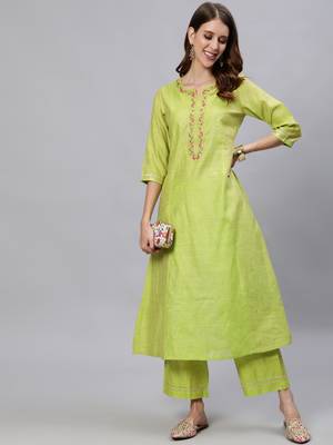 Green embroidered chanderi salwar 1