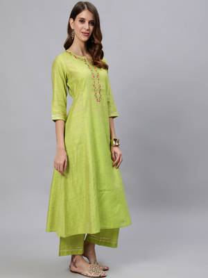 Green embroidered chanderi salwar 2
