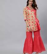 Yellow printed pure cotton salwar