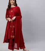 Maroon embroidered chanderi salwar