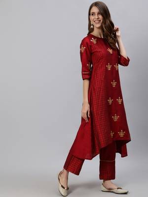 Maroon embroidered chanderi salwar 2