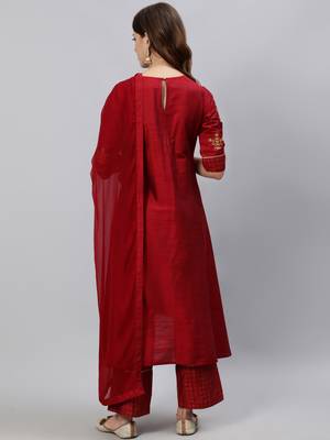Maroon embroidered chanderi salwar 3