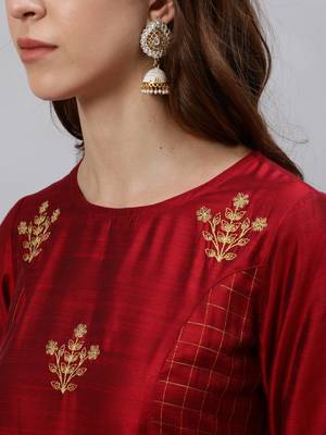 Maroon embroidered chanderi salwar 4
