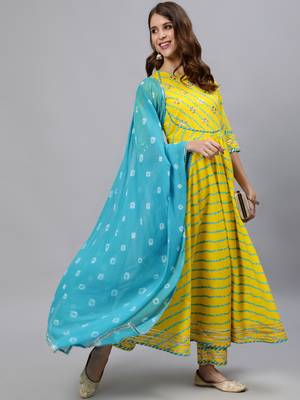 Yellow embroidered pure cotton salwar 1