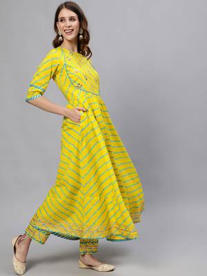 Yellow embroidered pure cotton salwar 2