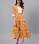 Yellow printed pure cotton salwar