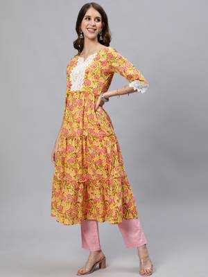 Yellow printed pure cotton salwar 2