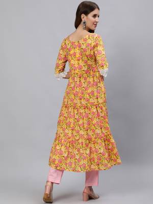 Yellow printed pure cotton salwar 3