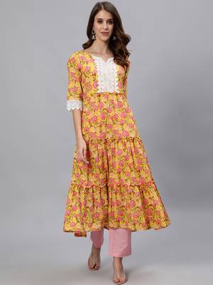 Yellow printed pure cotton salwar 5