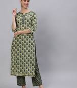 Green printed pure cotton salwar
