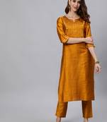 Mustard printed silk salwar