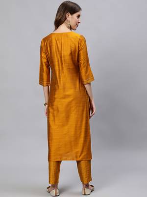 Mustard printed silk salwar 3