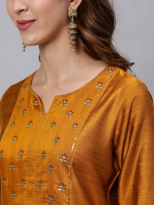 Mustard printed silk salwar 4