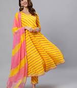 Yellow printed pure cotton salwar