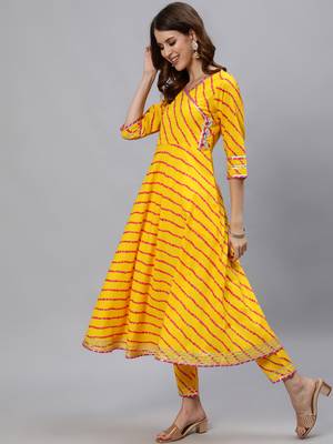 Yellow printed pure cotton salwar 2