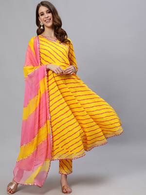 Yellow printed pure cotton salwar 5