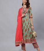 Green gota pure cotton salwar