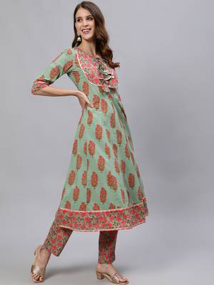 Green gota pure cotton salwar 2