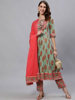 Green gota pure cotton salwar 5