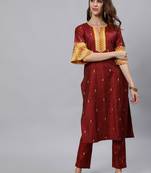 Maroon printed pure cotton salwar