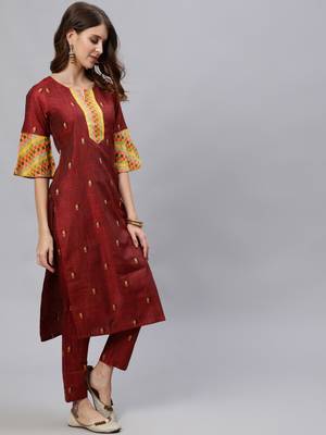 Maroon printed pure cotton salwar 2